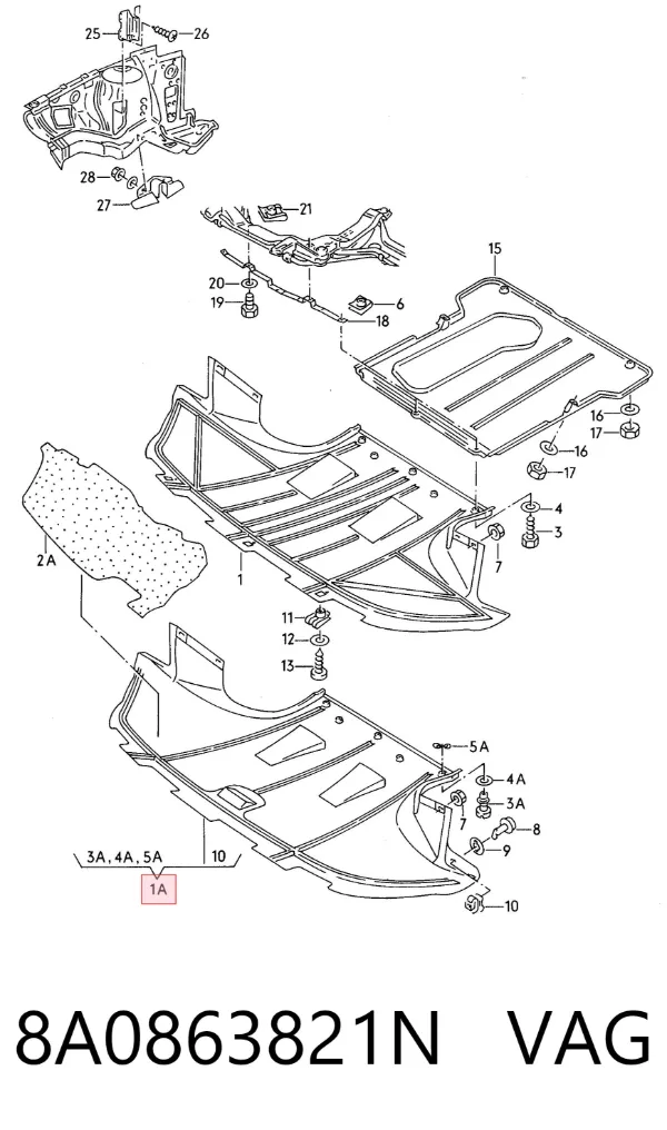 Protección motor / empotramiento 8A0863821N VAG