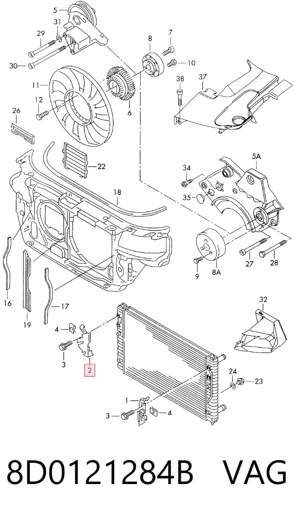 Difusor de intercooler 8D0121284B VAG