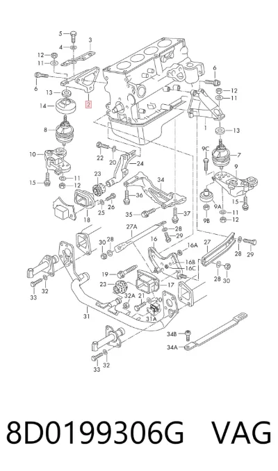Soporte derecho del motor VAG 8D0199306G
