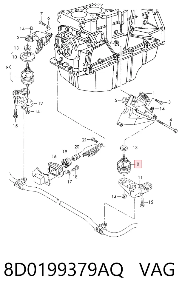 Soporte izquierdo del motor 8D0199379AQ VAG