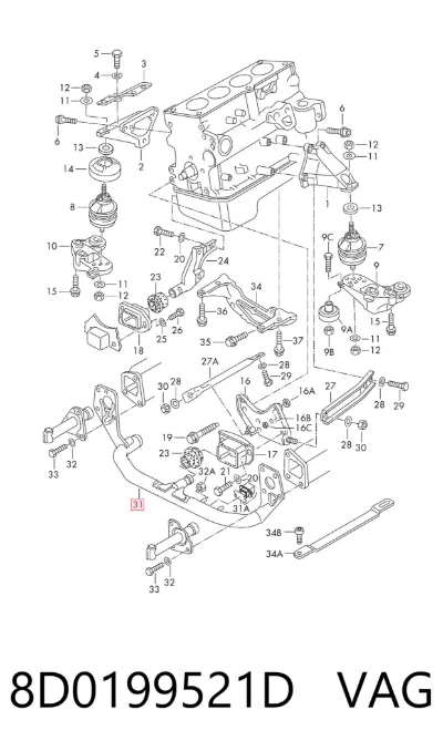 Viga de soporte del motor VAG 8D0199521D