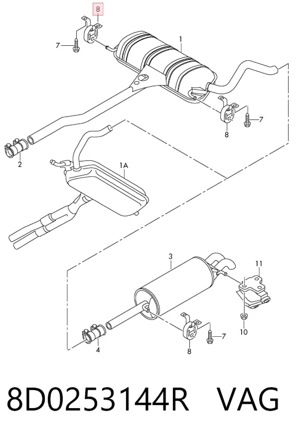 Soporte escape 8D0253144R VAG