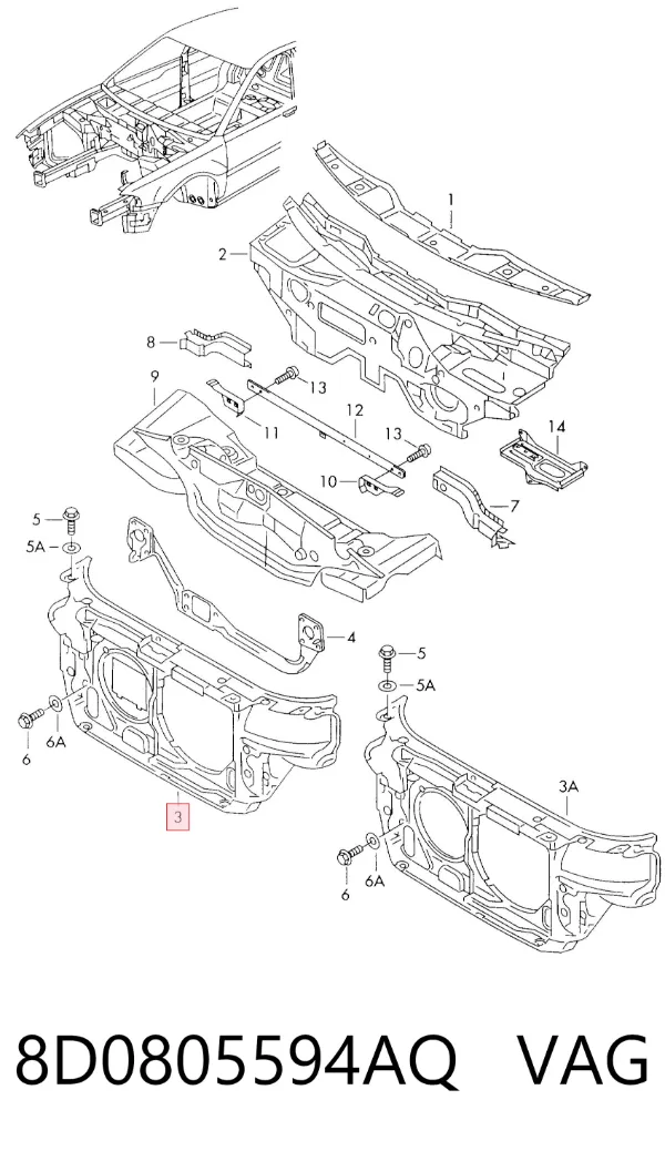 Soporte de radiador 8D0805594AQ VAG