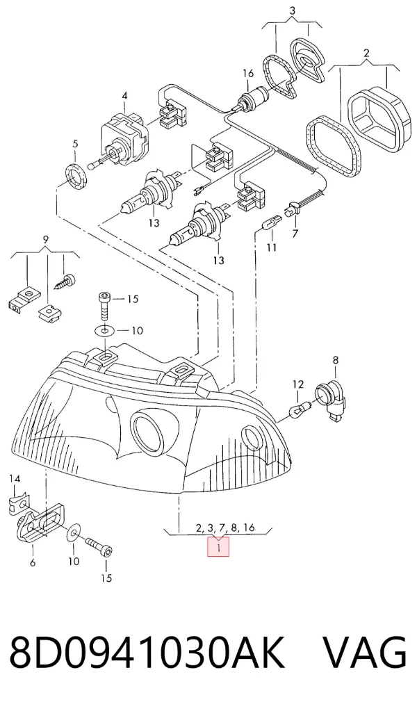 Faro derecho 8D0941030AK VAG