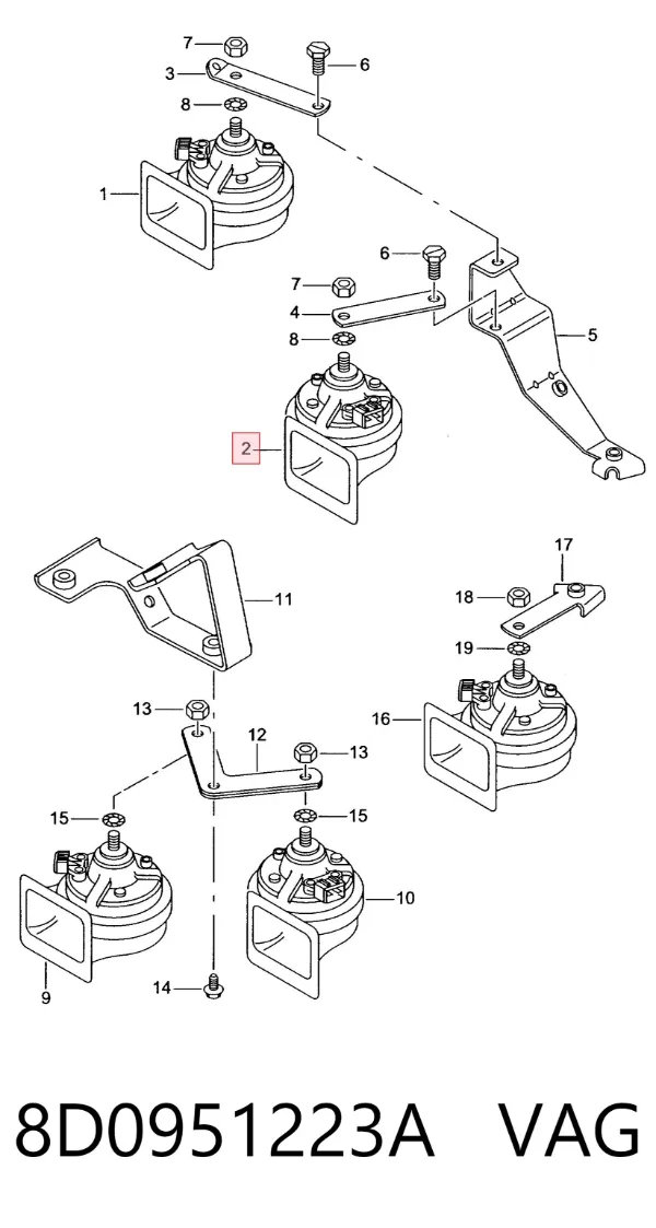 Claxon 8D0951223A VAG