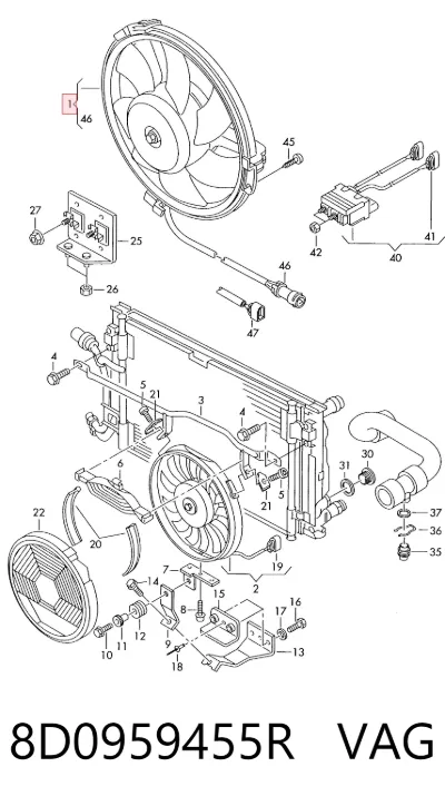 Ventilador eléctrico de refrigeración completo (motor y hélice) VAG 8D0959455R