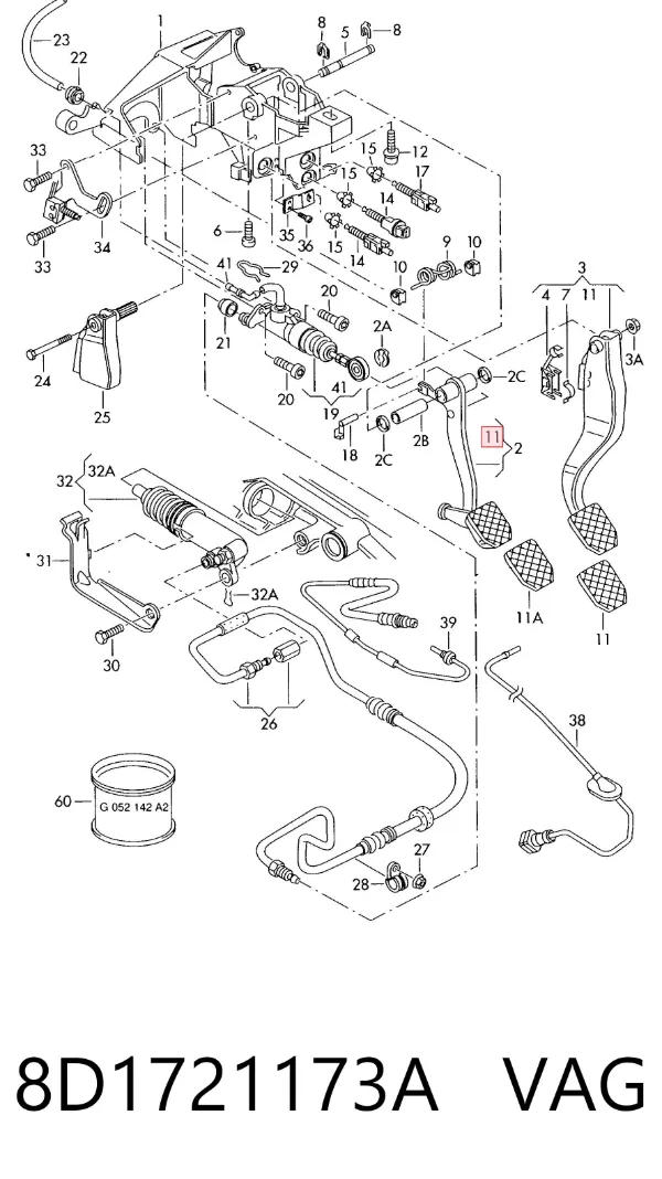 Cubierta de pedal de freno 8D1721173A VAG
