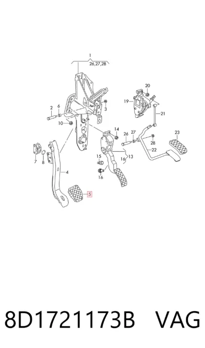 Cubierta de pedal de freno VAG 8D1721173B
