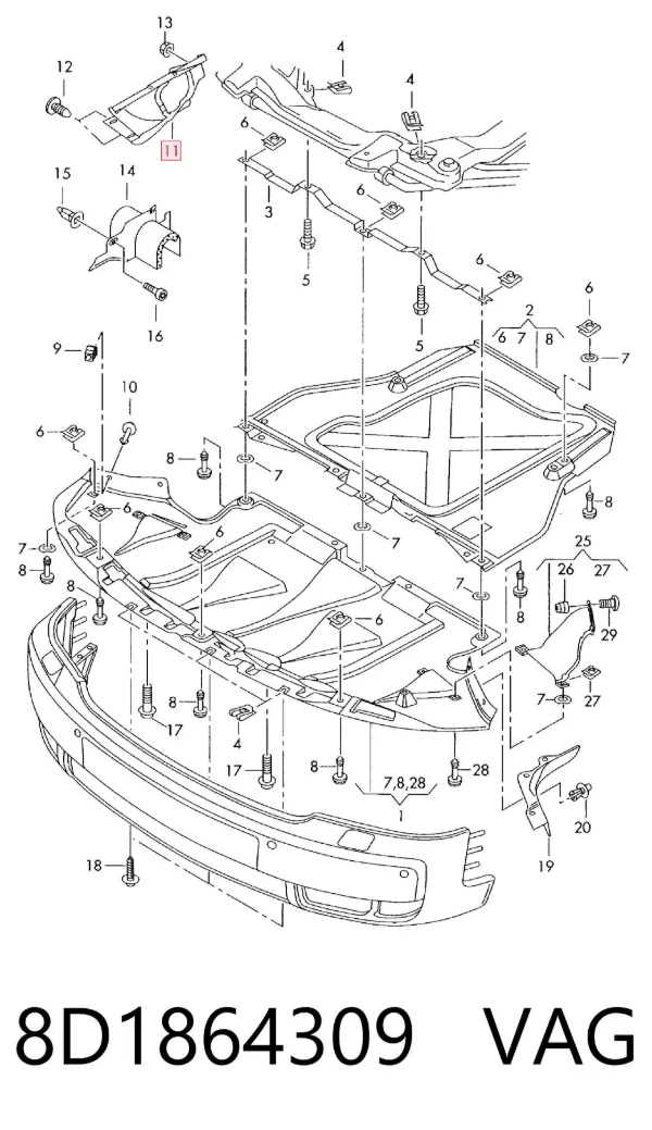 Protección izquierda del motor 8D1864309 VAG