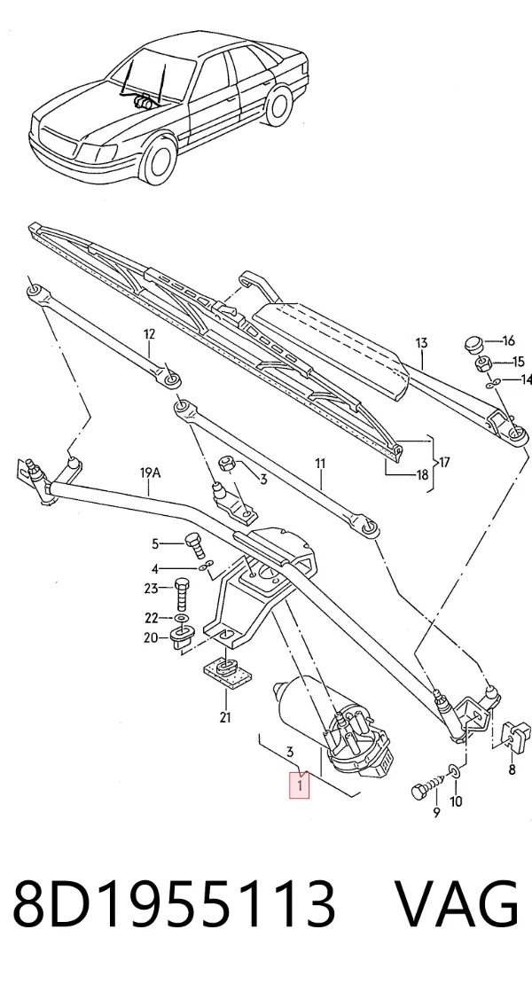 Motor limpiaparabrisas 8D1955113 VAG