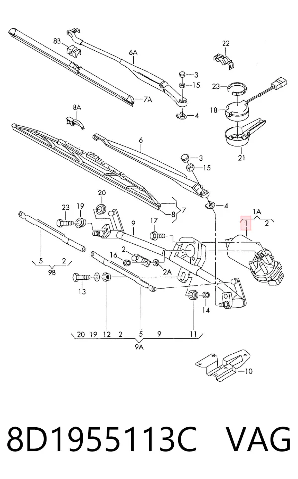 Motor limpiaparabrisas 8D1955113C VAG