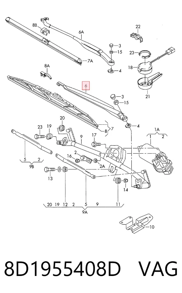 Brazo del limpiaparabrisas Audi A4 Avant B5