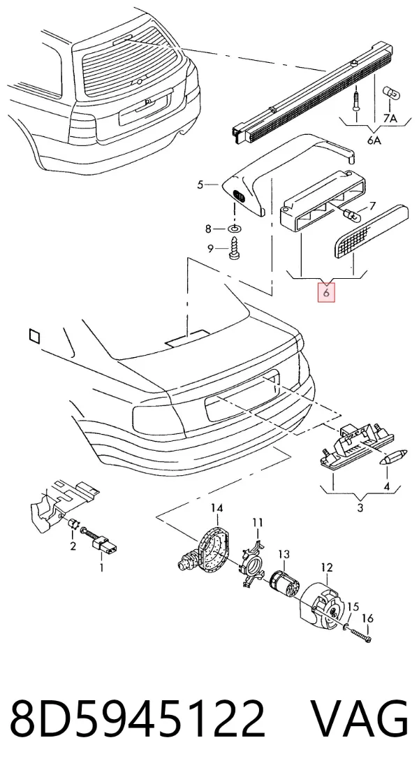 Tercera luz de freno Audi A4 B5