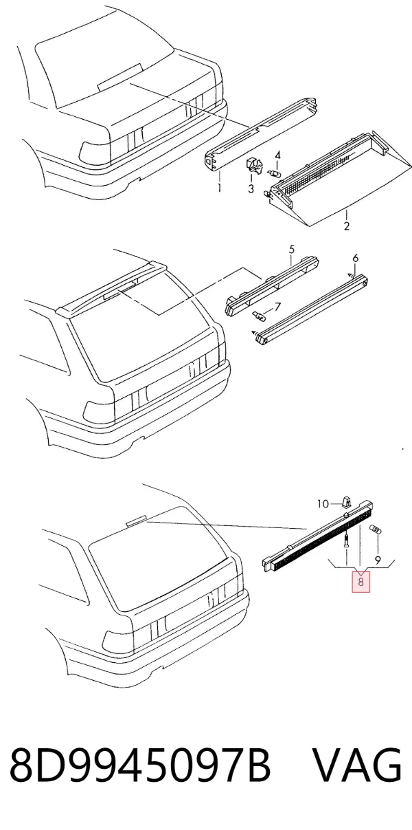 Tercera luz de freno Audi A4 Avant B5