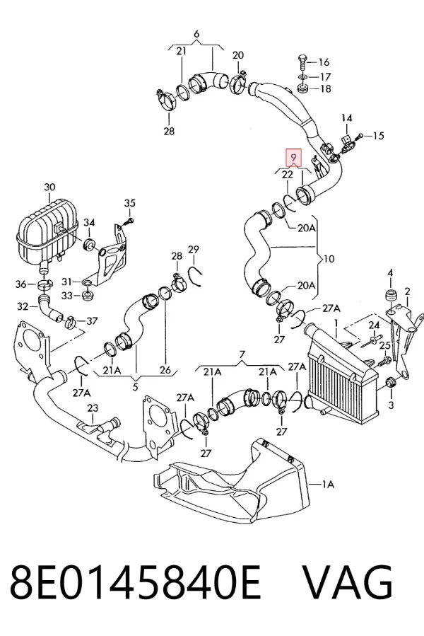Tubo intercooler 8E0145840E VAG