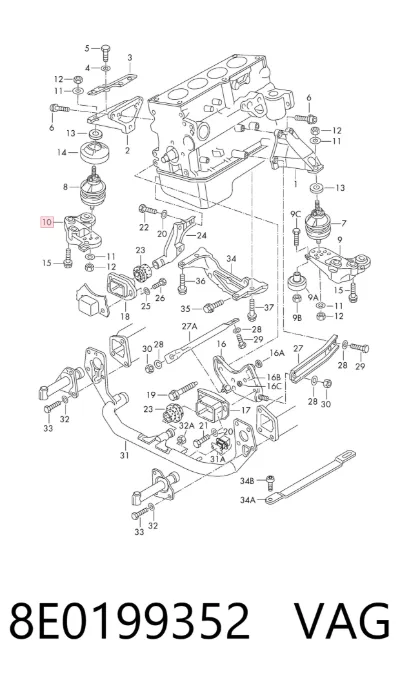 Soporte derecho del motor VAG 8E0199352