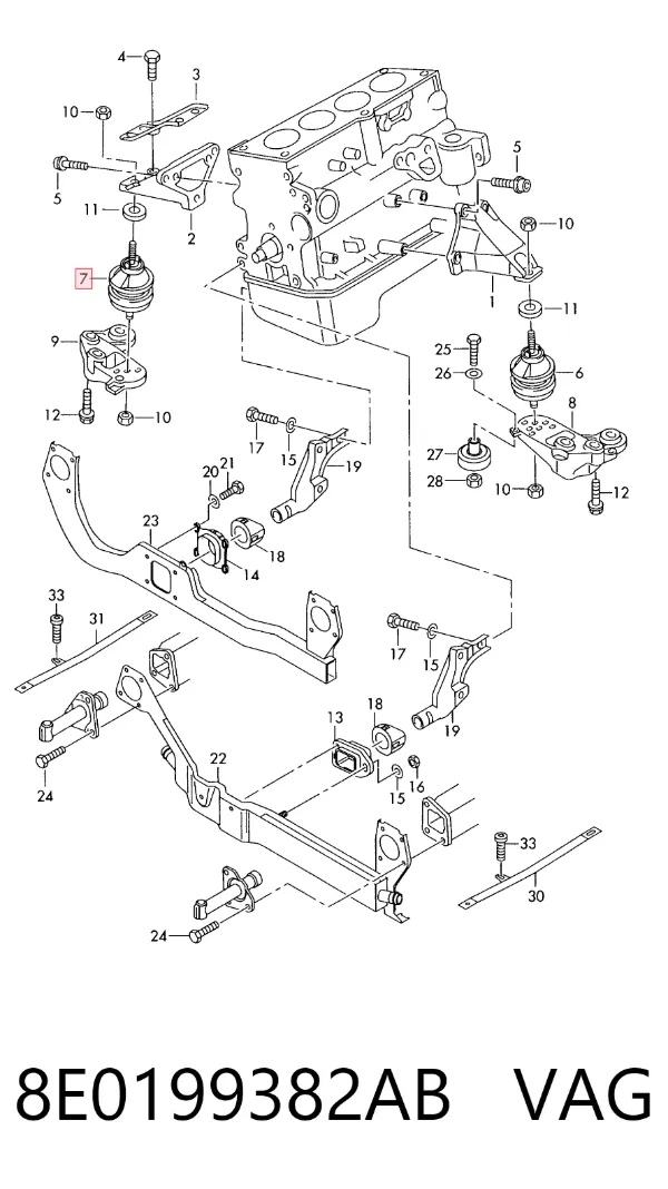 Soporte de motor derecho 8E0199382AB VAG