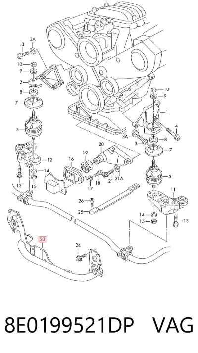 Viga de soporte del motor VAG 8E0199521DP