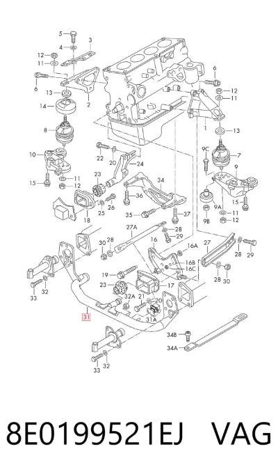 Viga de soporte del motor VAG 8E0199521EJ