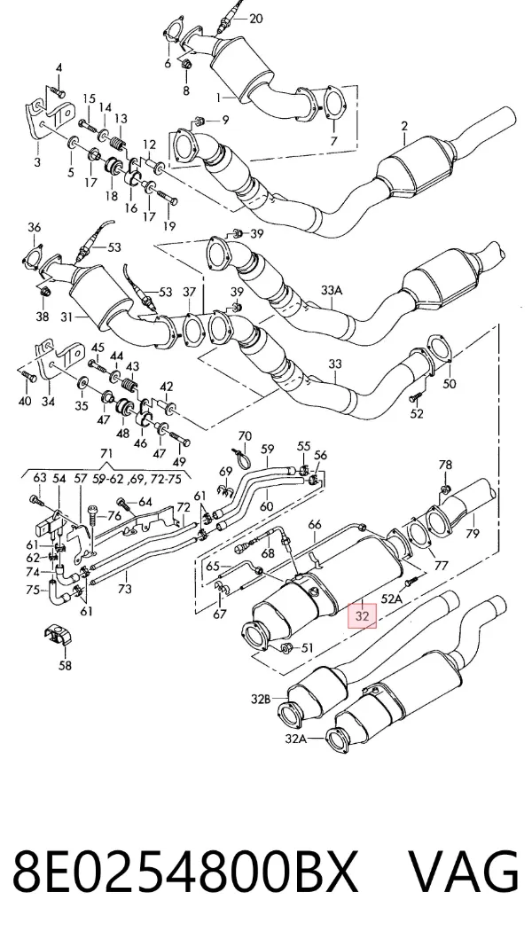 Catalizador 8E0254800BX VAG
