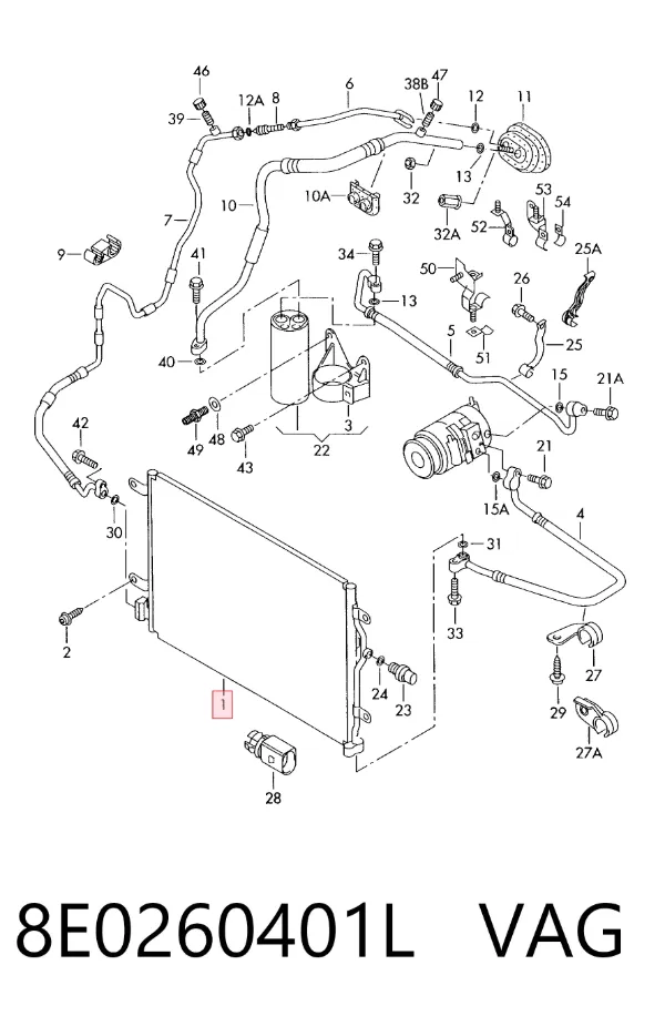 Condensador aire acondicionado 8E0260401L VAG