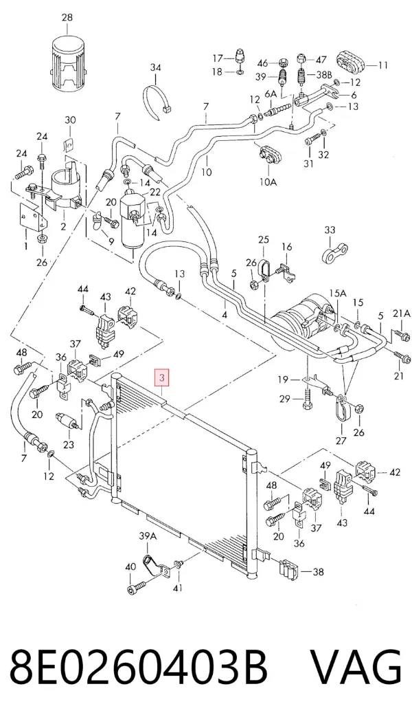 Condensador aire acondicionado 8E0260403B VAG