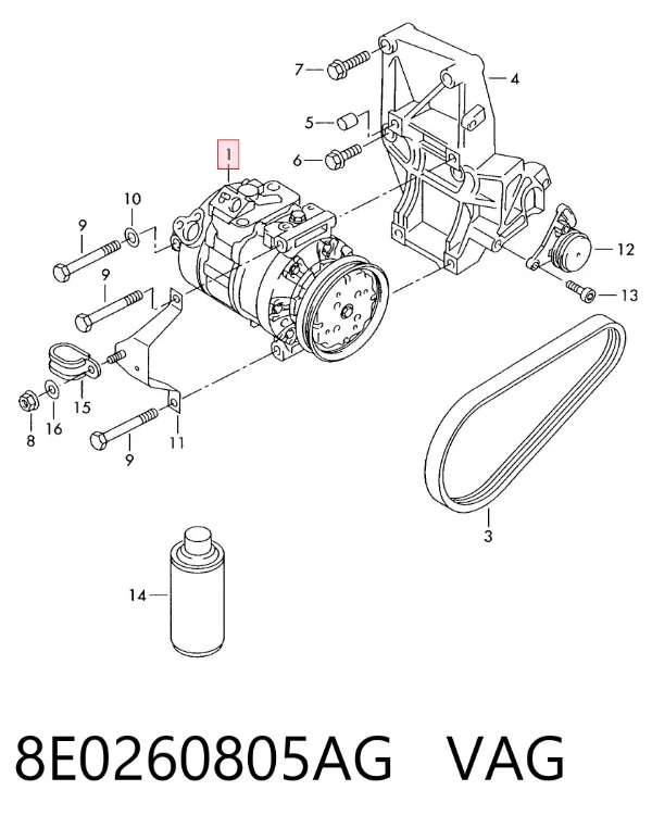 Compresor de aire acondicionado 8E0260805AG VAG