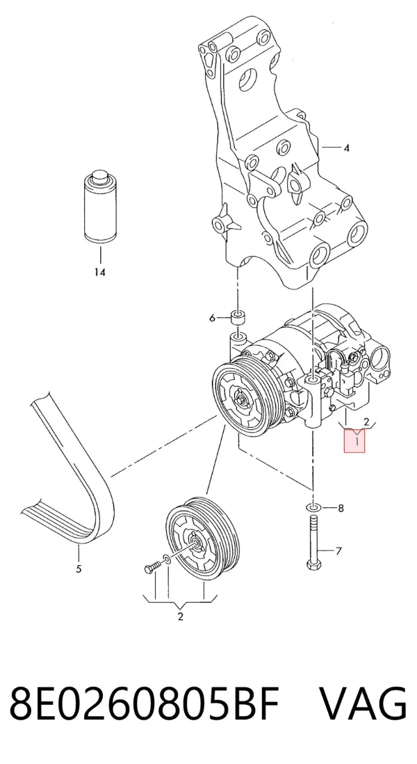 Compresor de aire acondicionado 8E0260805BF VAG