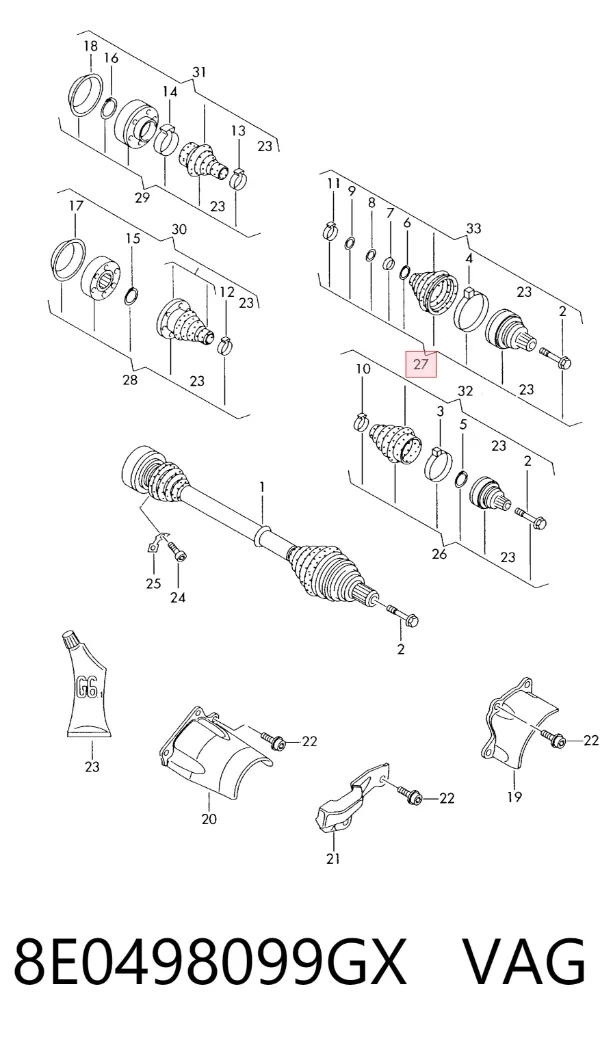 Junta homocinetica 8E0498099GX VAG