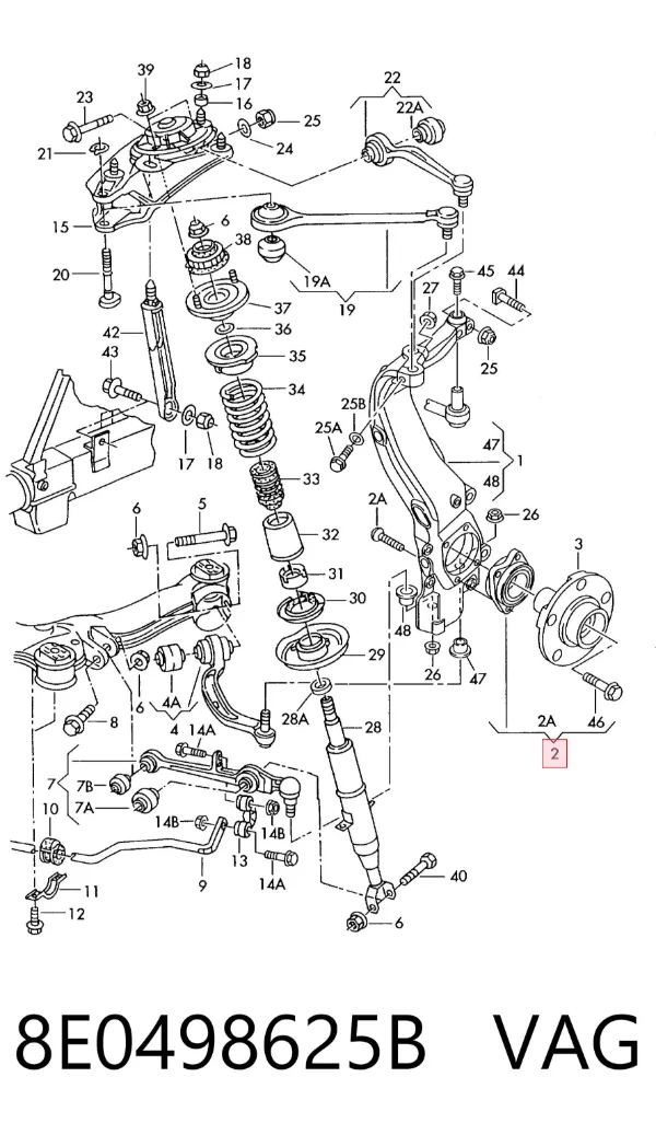 Cojinete de cubo delantero/trasero 8E0498625B VAG