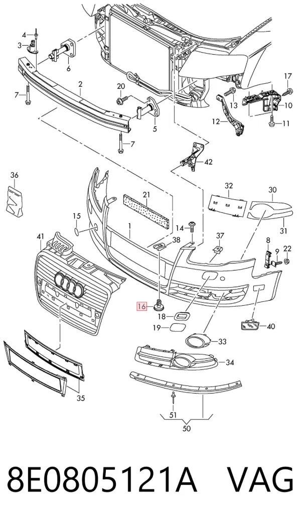 Protección motor / empotramiento 8E0805121A VAG