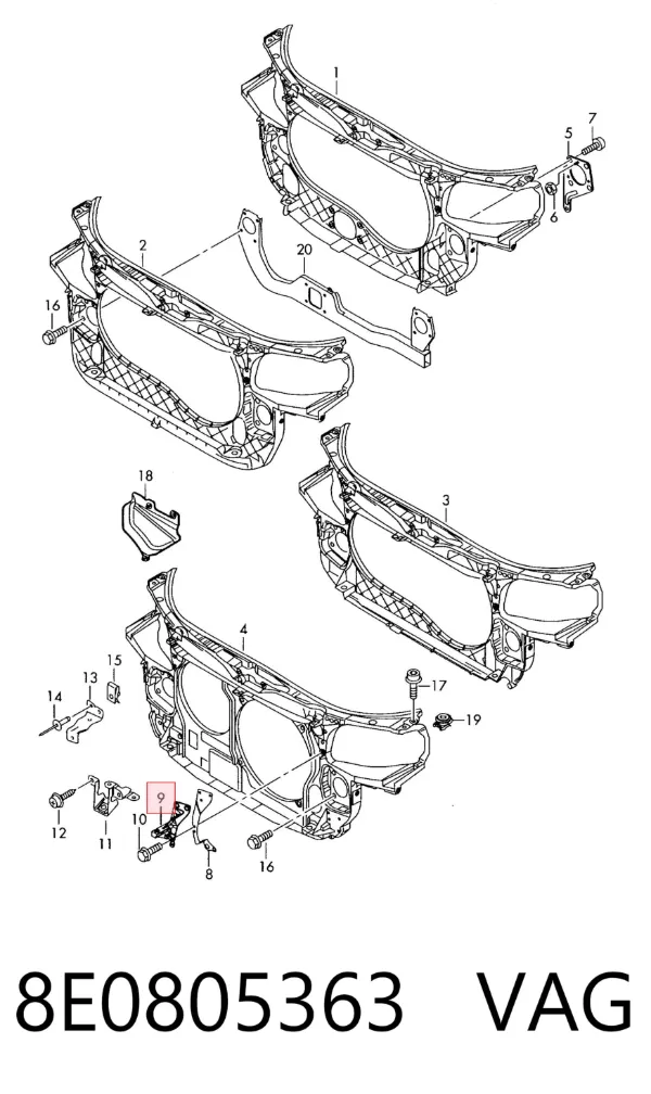 Soporte de parachoques delantero izquierdo 8E0805363 VAG