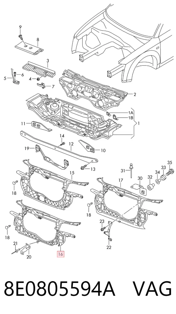 Soporte de radiador 8E0805594A VAG