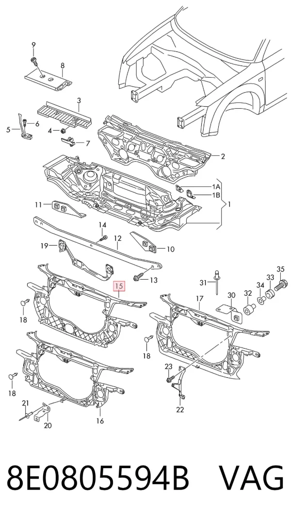 Soporte de radiador 8E0805594B VAG
