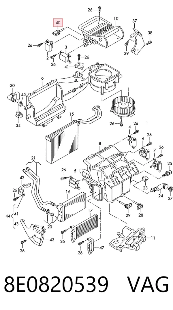 Sensor de temperatura del evaporador 8E0820539 VAG