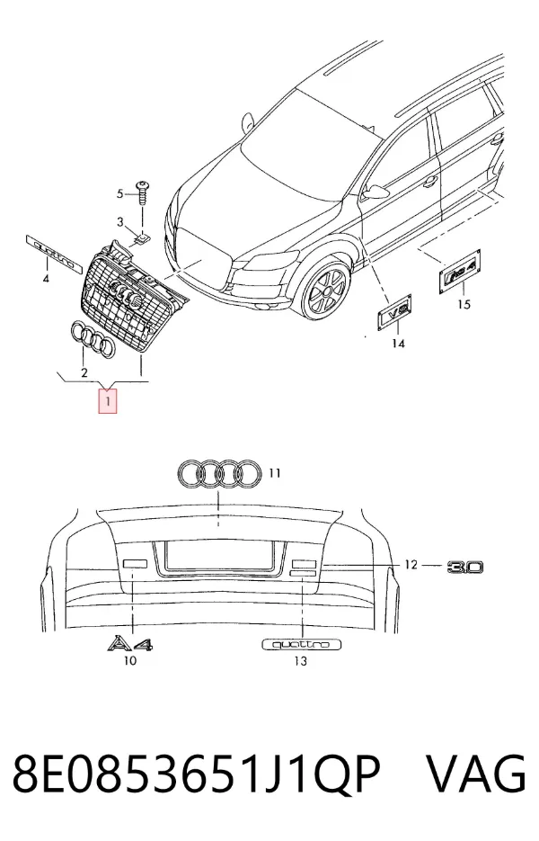 Parrilla Audi A4 B7