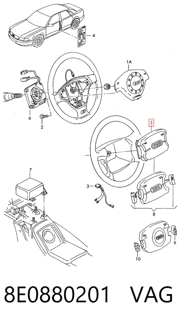 Airbag de volante 8E0880201 VAG