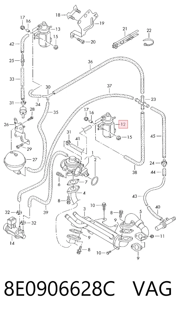 Válvula solenoide de control de presión de sobrealimentación 8E0906628C VAG