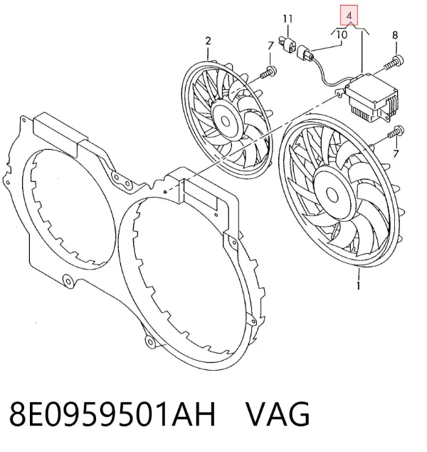 Regulador de velocidad del ventilador de refrigeración (unidad de control) 8E0959501AH VAG