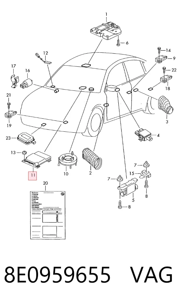 Módulo de control de airbag 8E0959655 VAG