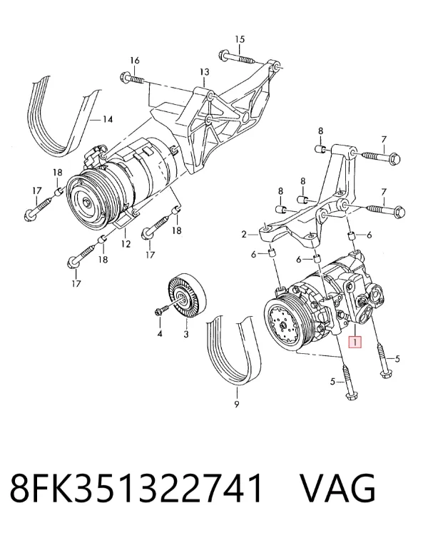 Compresor de aire acondicionado 8FK351322741 VAG