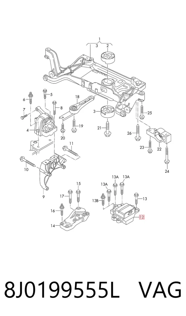 Soporte izquierdo del motor 8J0199555L VAG