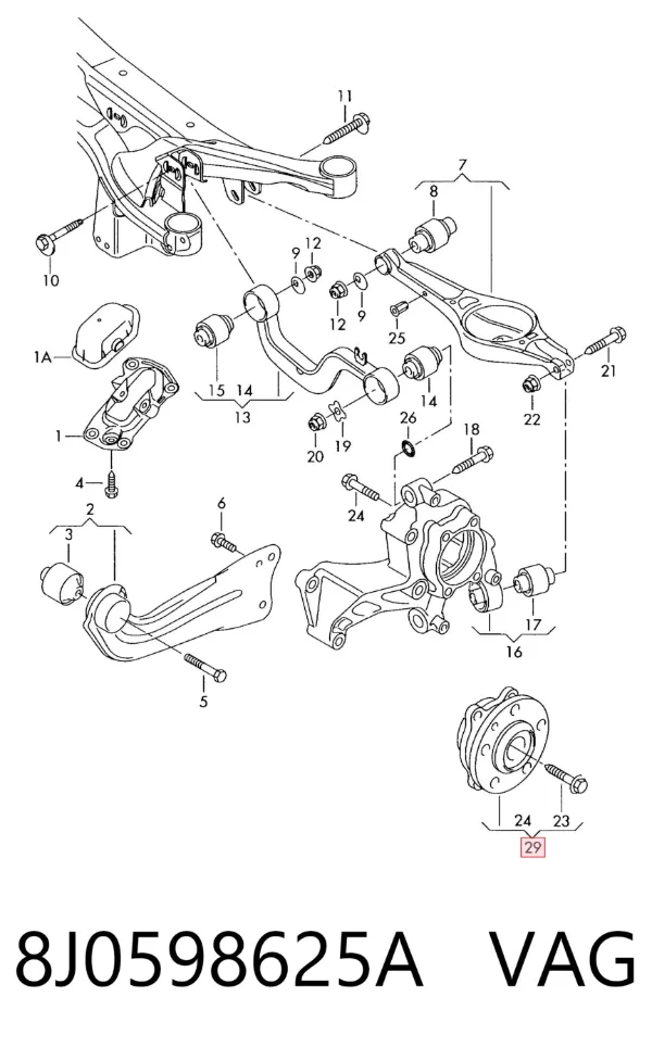 Buje de rueda delantero 8J0598625A VAG