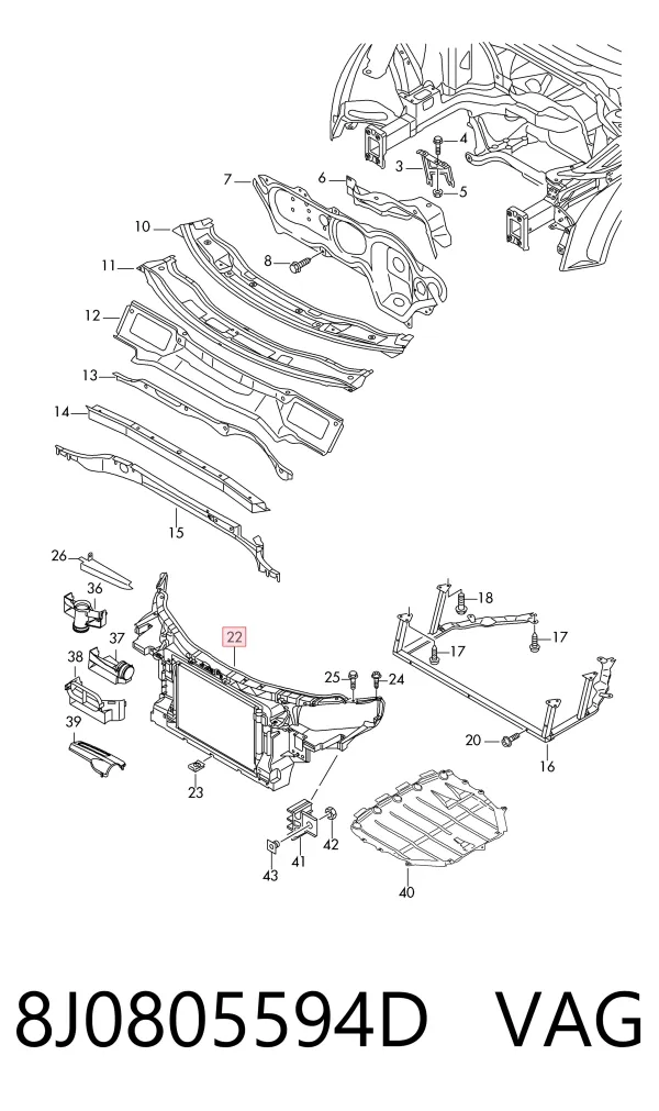 Soporte de radiador Audi TT 8J3