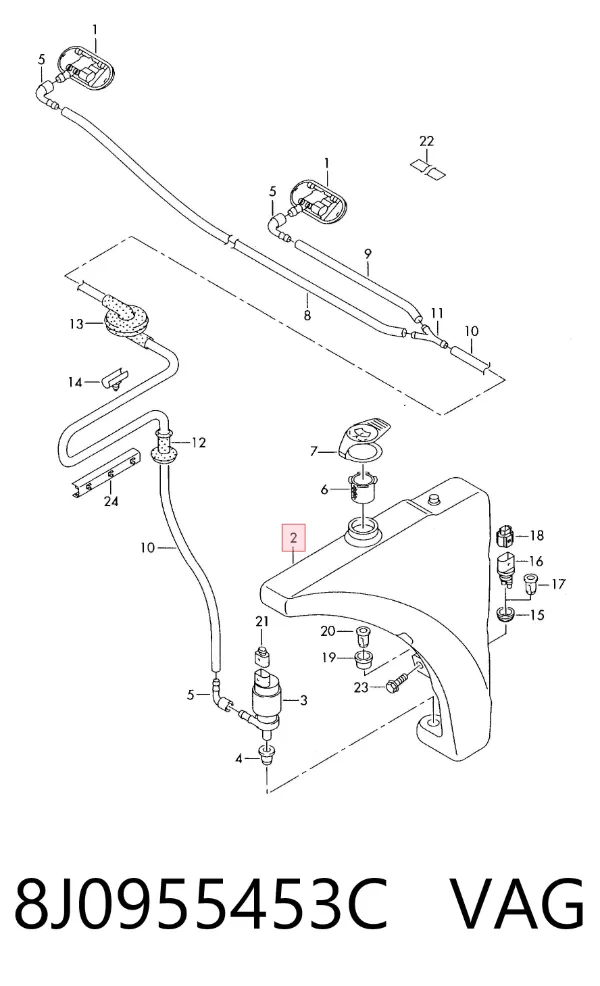 Depósito de limpiaparabrisas Audi TT 8J3