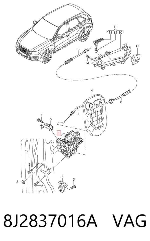 Cerradura de puerta delantera derecha 8J2837016A VAG