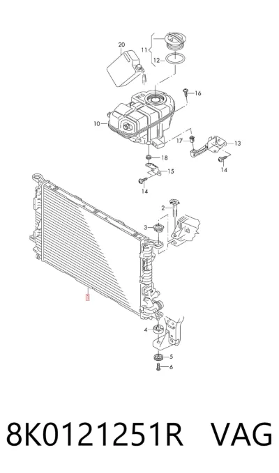 Radiador de refrigeración del motor VAG 8K0121251R