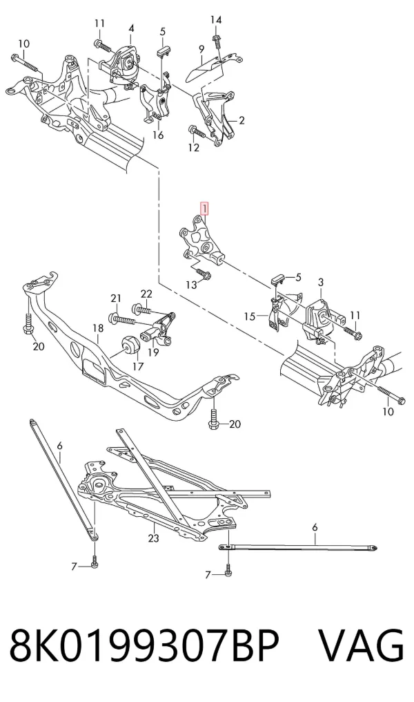 Soporte del soporte izquierdo del motor 8K0199307BP VAG