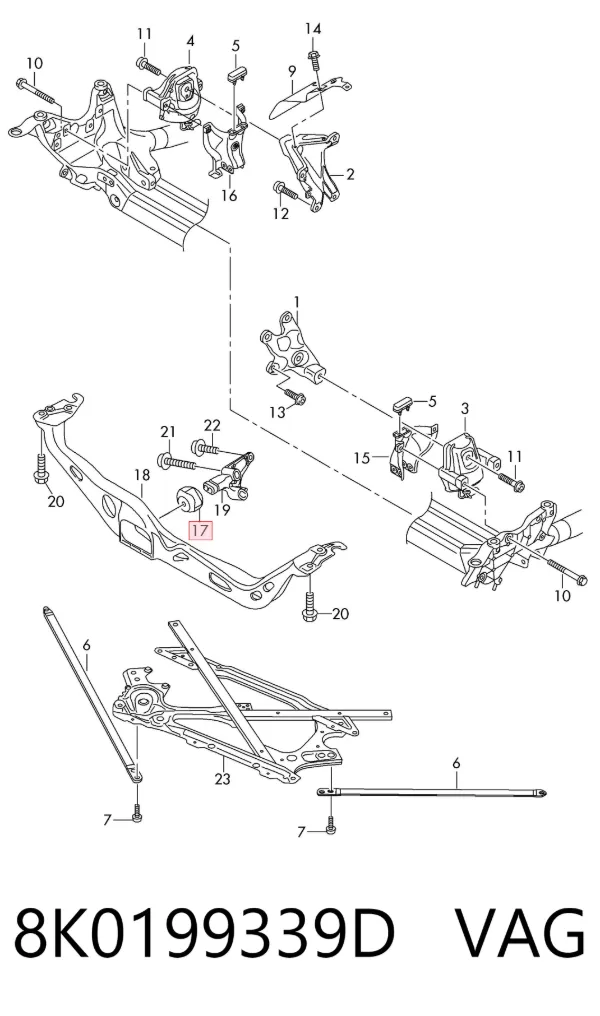 Soporte de motor delantero 8K0199339D VAG