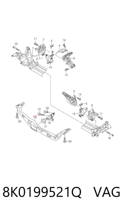 Viga de soporte del motor VAG 8K0199521Q